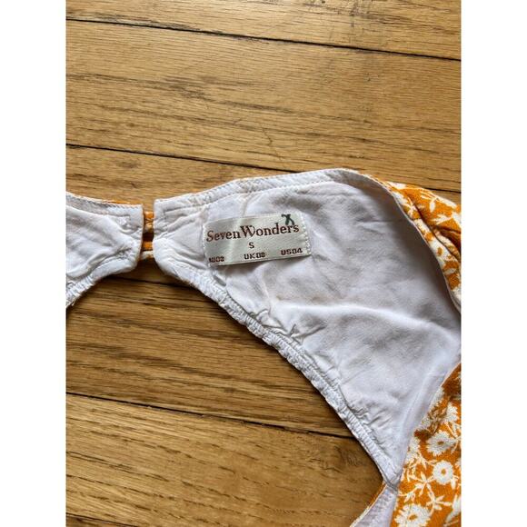 SEVEN WONDERS Orange Floral Shiloh Midi Dress Yellow Size S - Picture 6 of 7